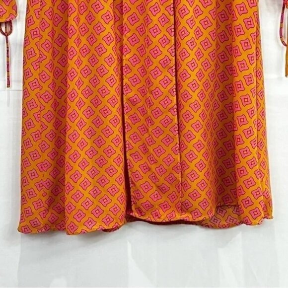 Umgee Pink & Orange Patterned Print Dolman Sleeve Dress Size L - Picture 6 of 7